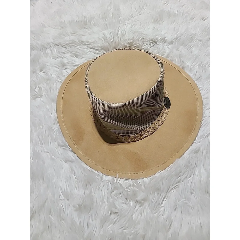OUTBACK SHADE Men's M Tan Sport Hat w/Mesh‎ Strap Made In Australia Golf Hiking